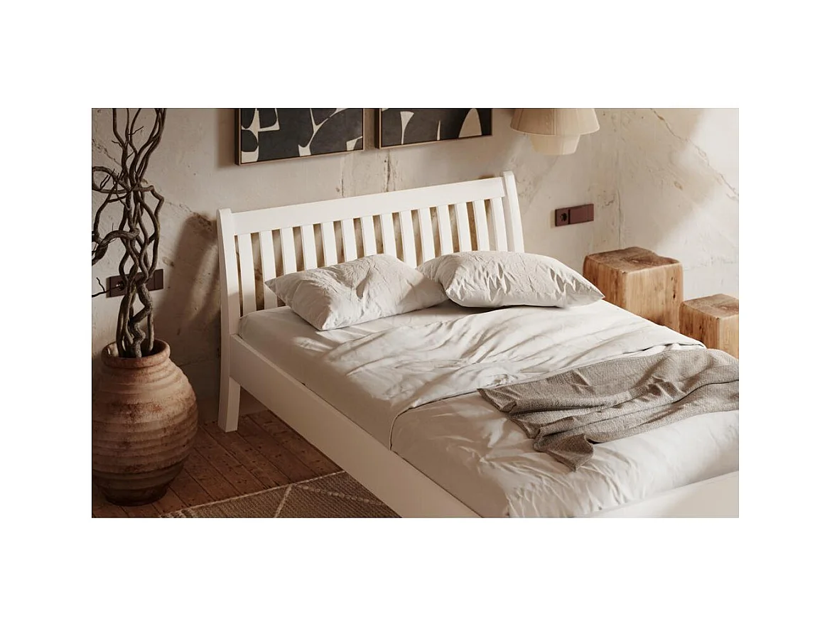 Łóżko drewniane 223x95x90 cm sosna biała Tonja białe 90