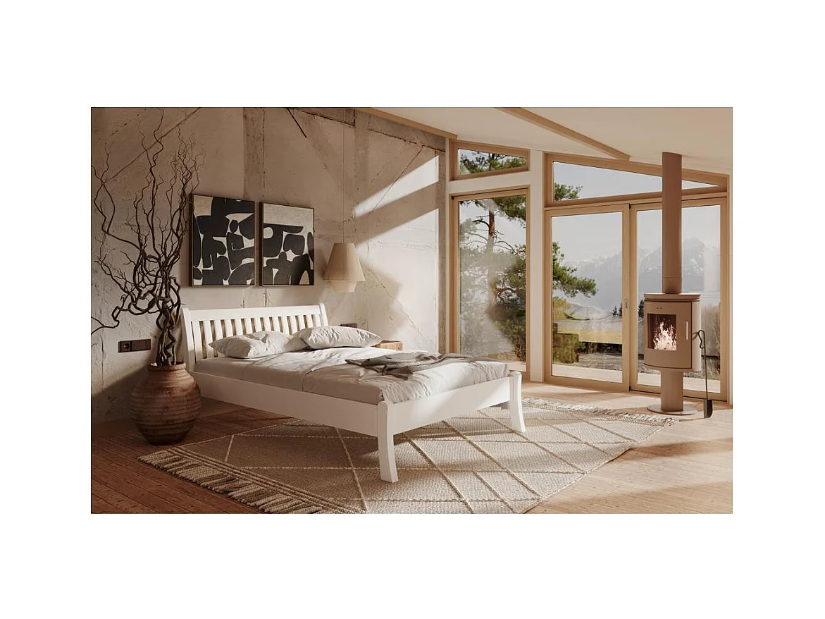 Łóżko drewniane 223x95x90 cm sosna biała Tonja białe 90