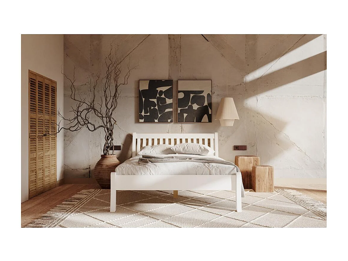 Łóżko drewniane 223x95x90 cm sosna biała Tonja białe 90