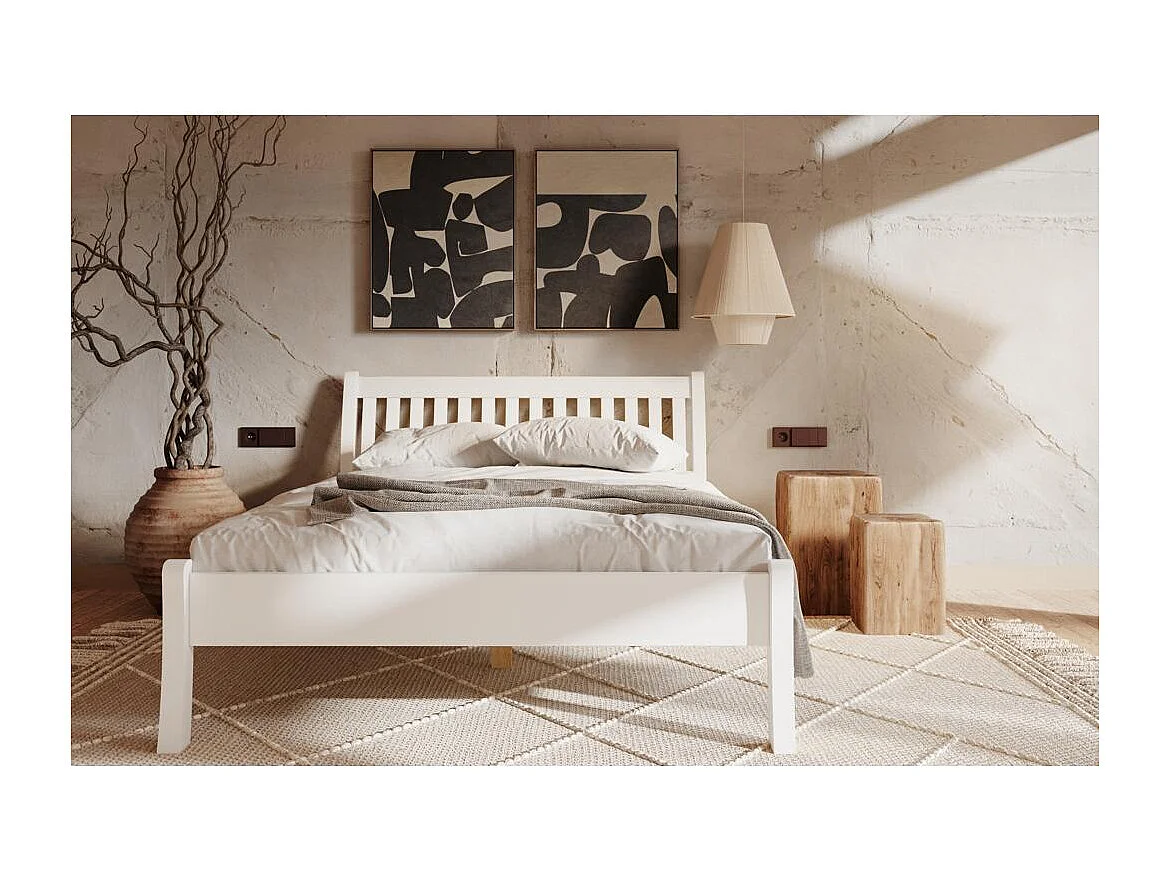 Łóżko drewniane 223x95x90 cm sosna biała Tonja białe 90