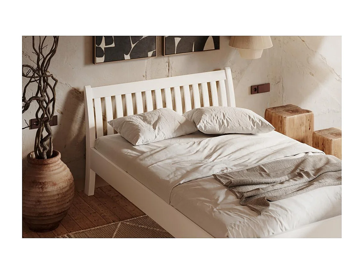 Łóżko drewniane 223x95x90 cm sosna biała Tonja białe 90