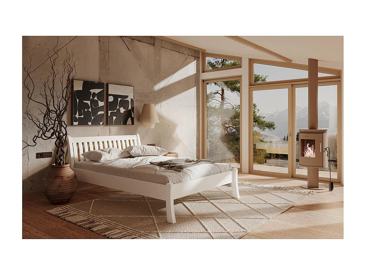 Łóżko drewniane 223x95x90 cm sosna biała Tonja białe 90