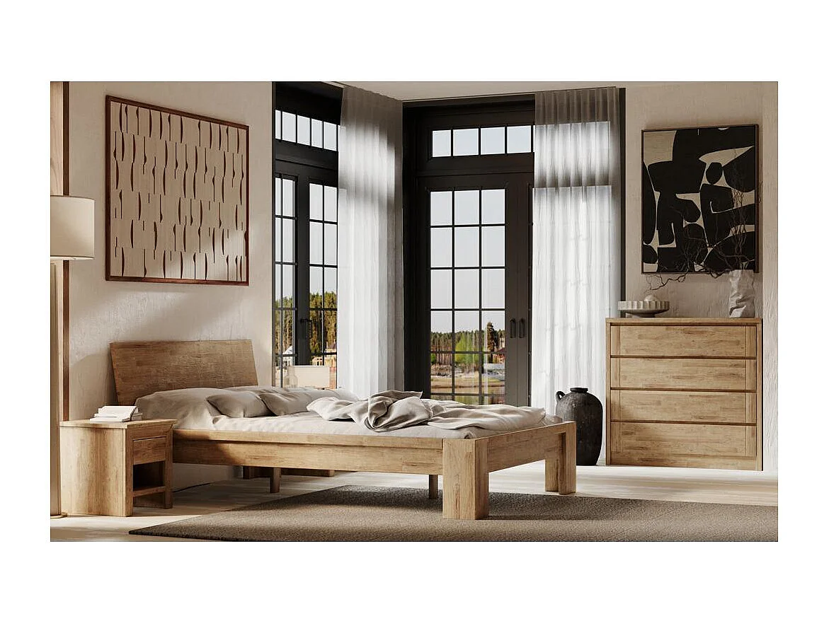 Bed 217x189x82 cm Eiken Montana Rustical 180