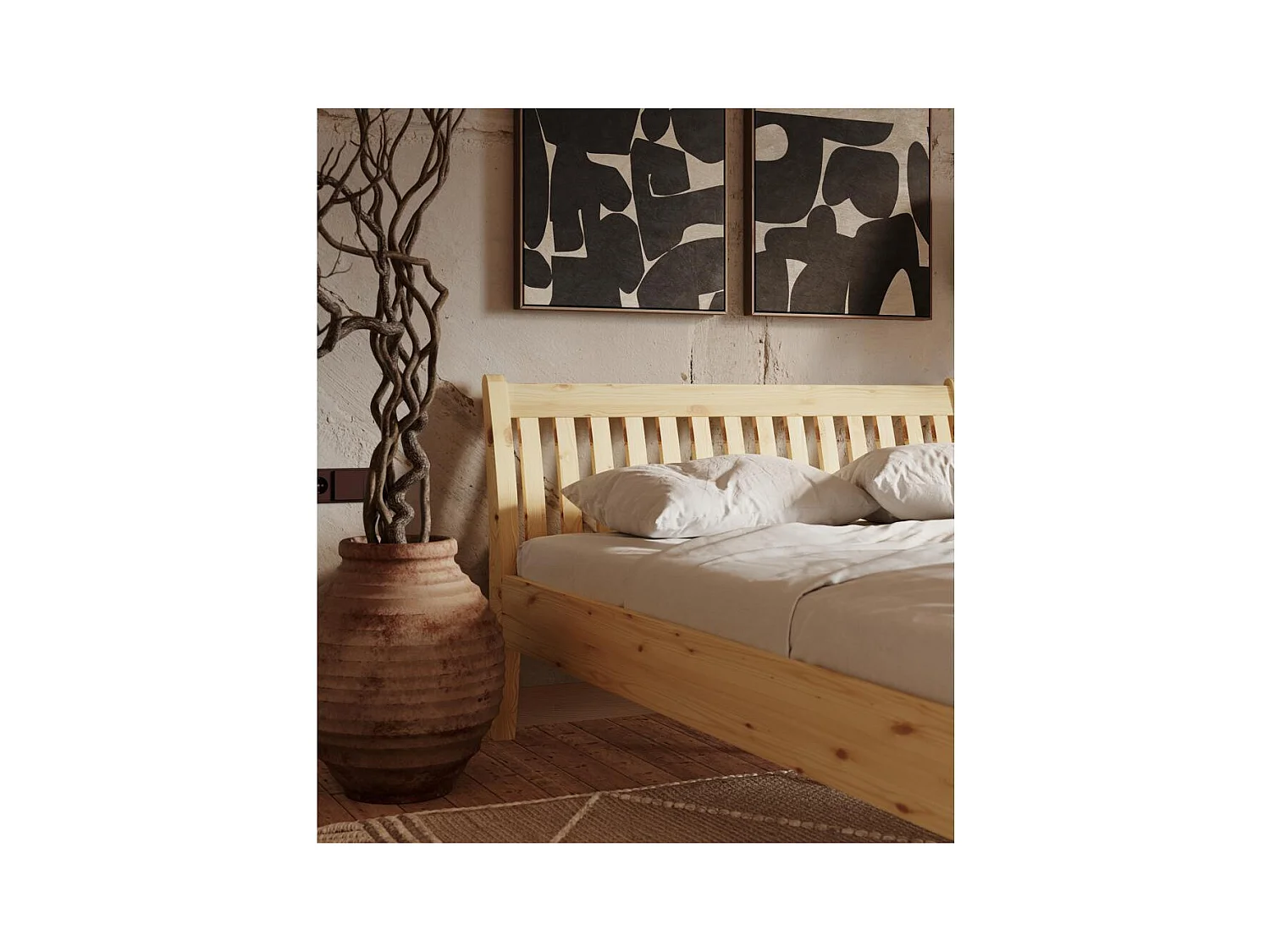 Bed 2,23x0,955x0,9 m Gelakt grenen Tonja 90