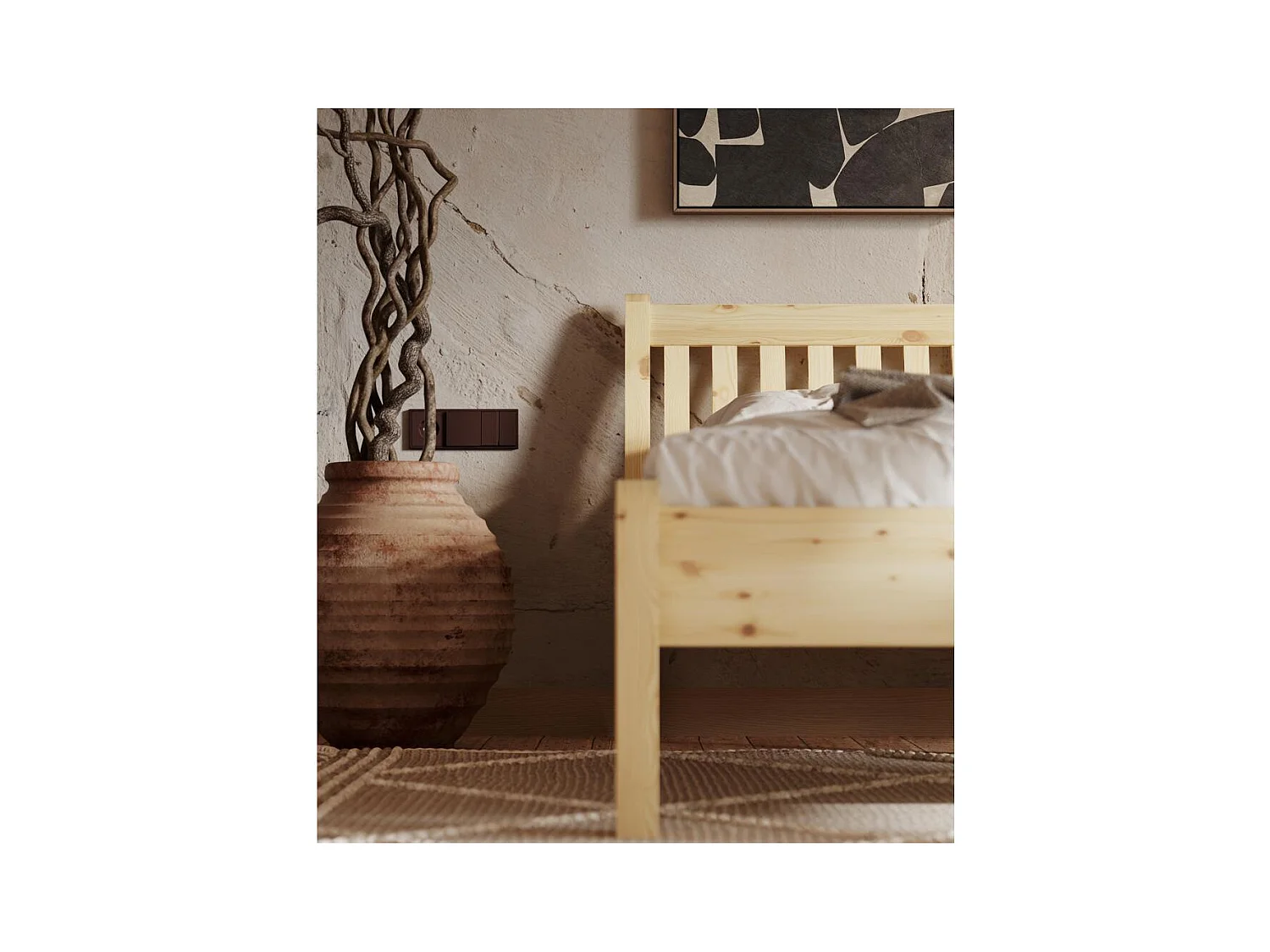 Bed 2,23x0,955x0,9 m Gelakt grenen Tonja 90