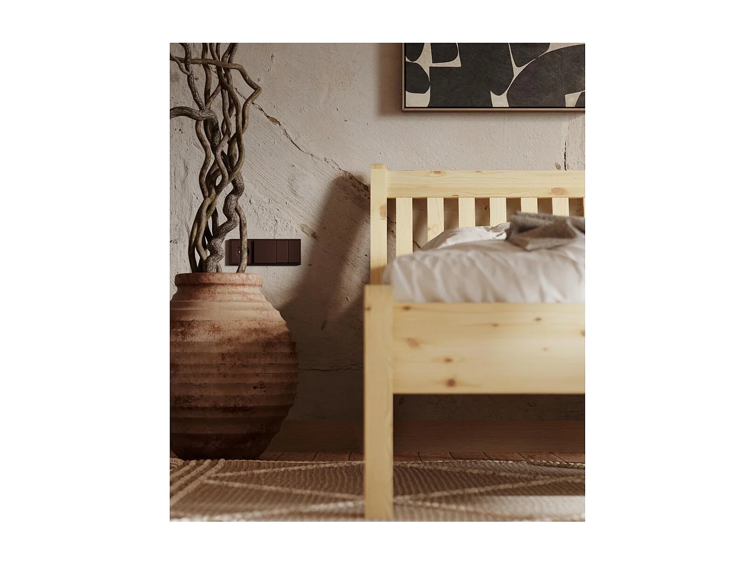 Bed 2,23x0,955x0,9 m Gelakt grenen Tonja 90