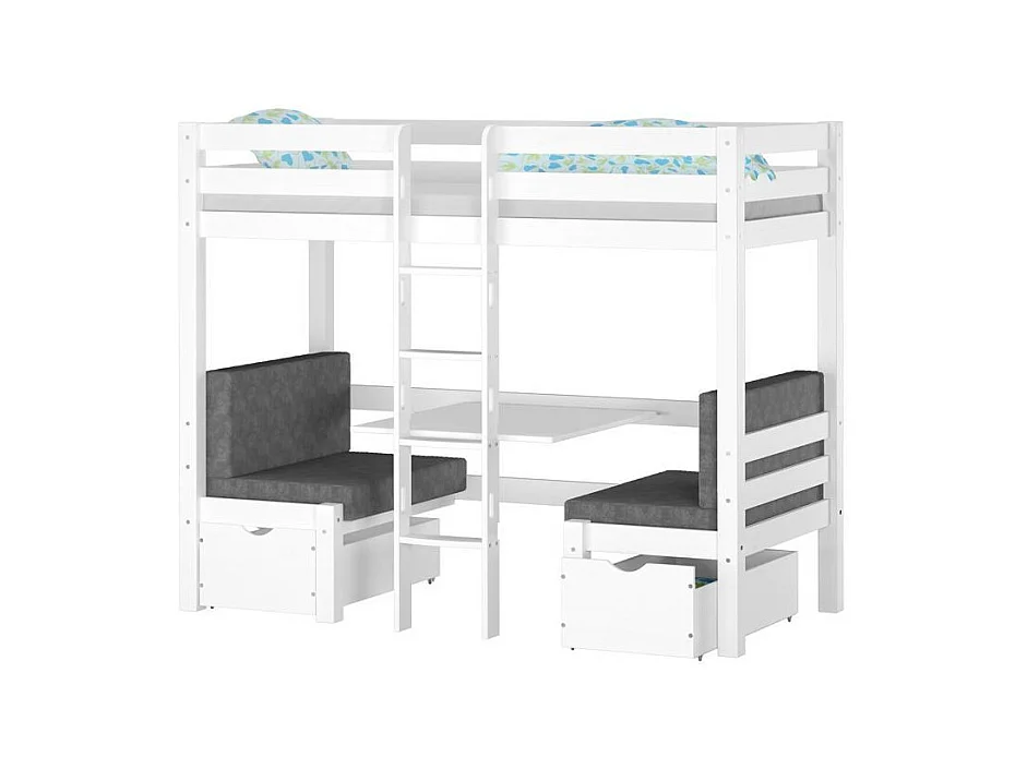 Łóżko piętrowe 209x105,5x170 cm biały sosna Elen biały