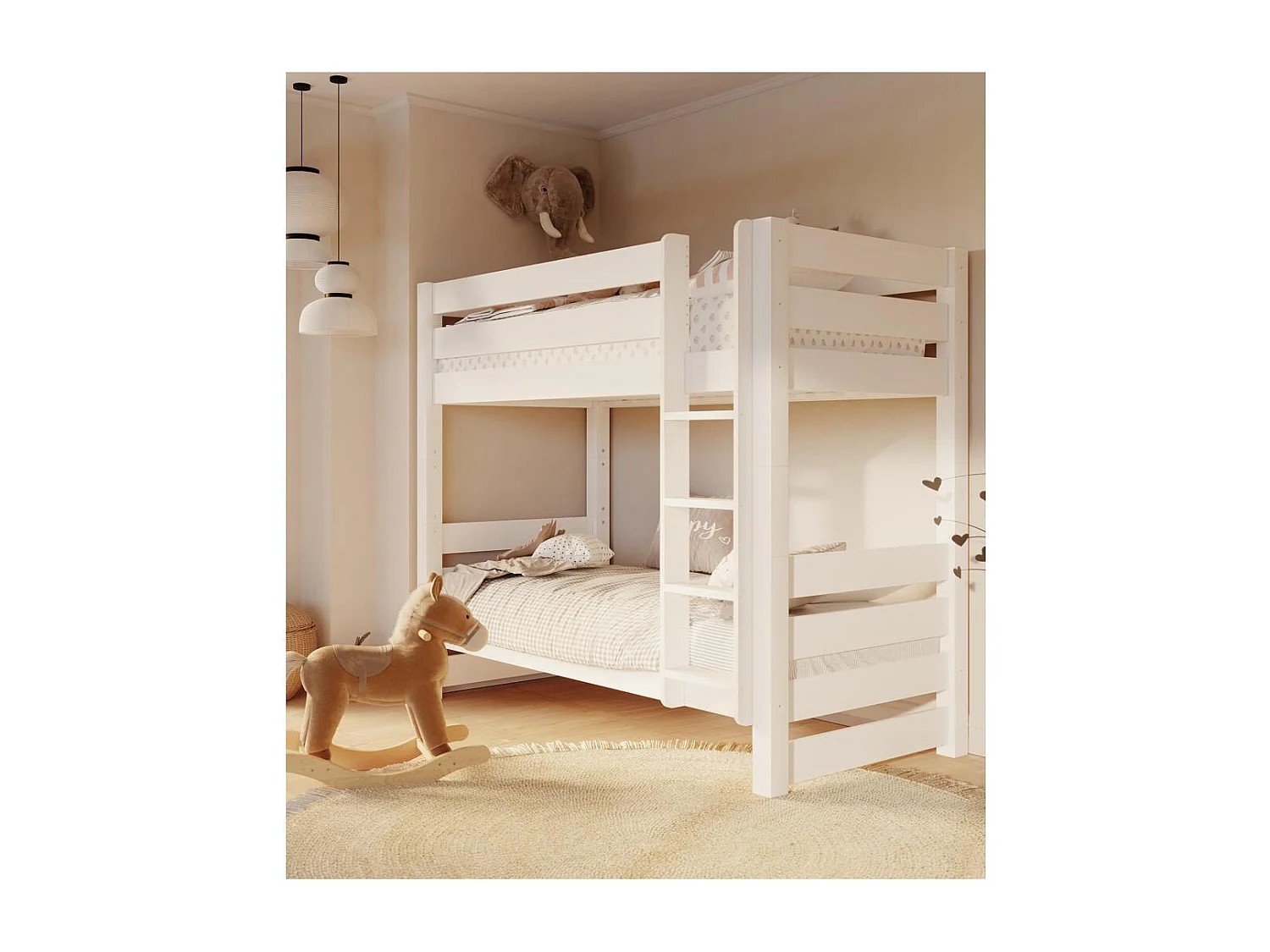 Lit superposé 2098x998x173 cm pin blanc Jan White