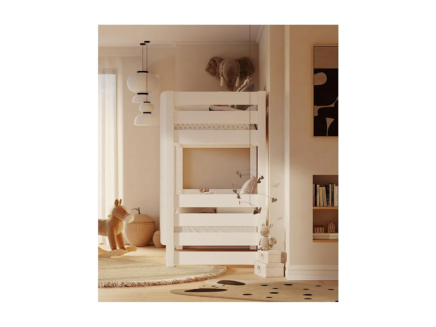 Lit superposé 2098x998x173 cm pin blanc Jan White