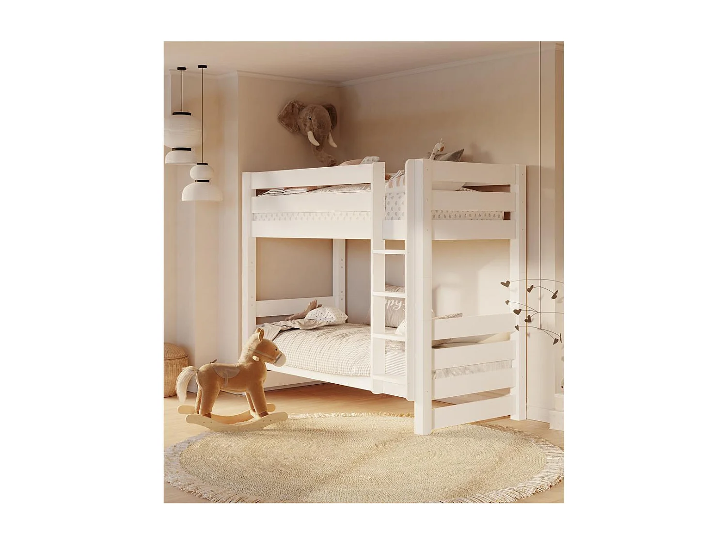 Lit superposé 2098x998x173 cm pin blanc Jan White