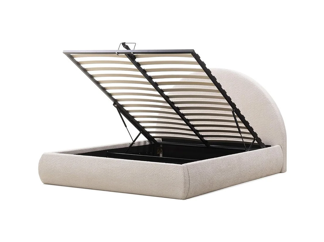 Lit tapissé 160x200 cm beige Mimiq