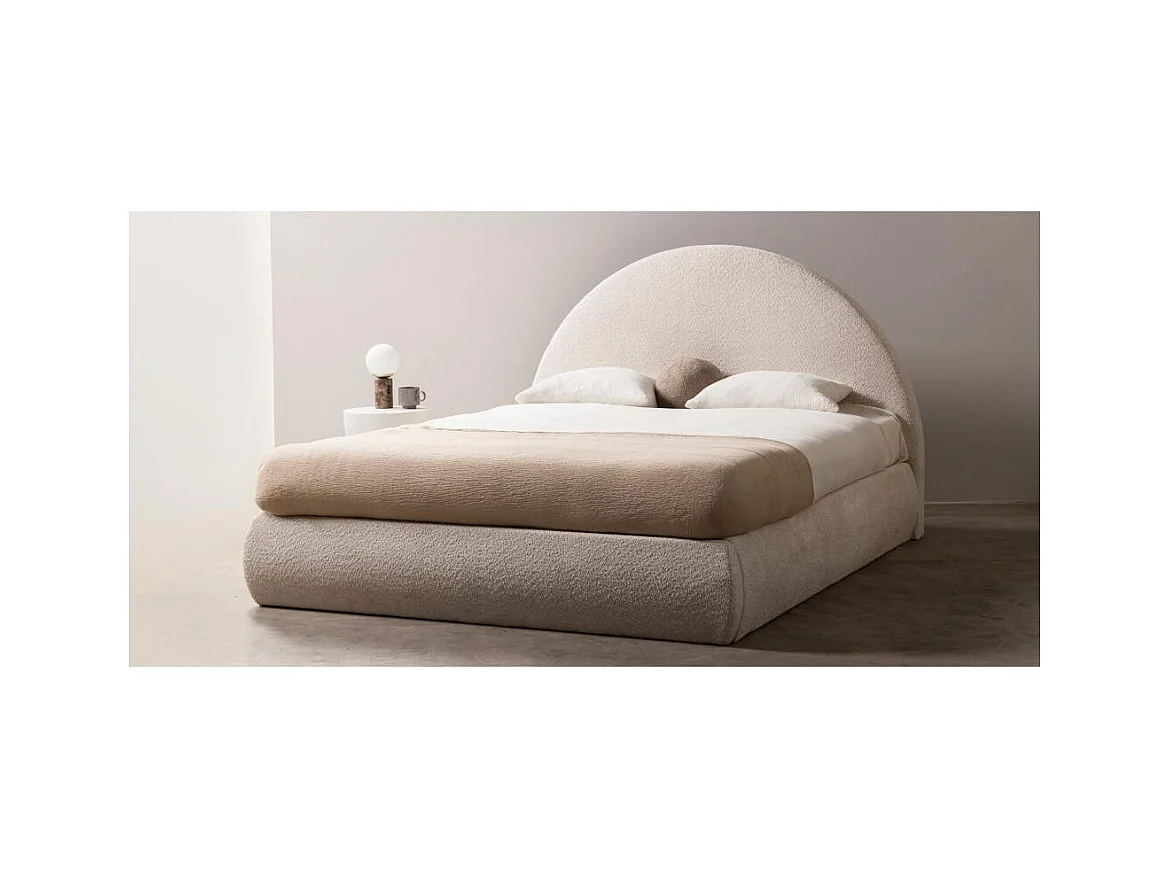 Lit tapissé 160x200 cm beige Mimiq