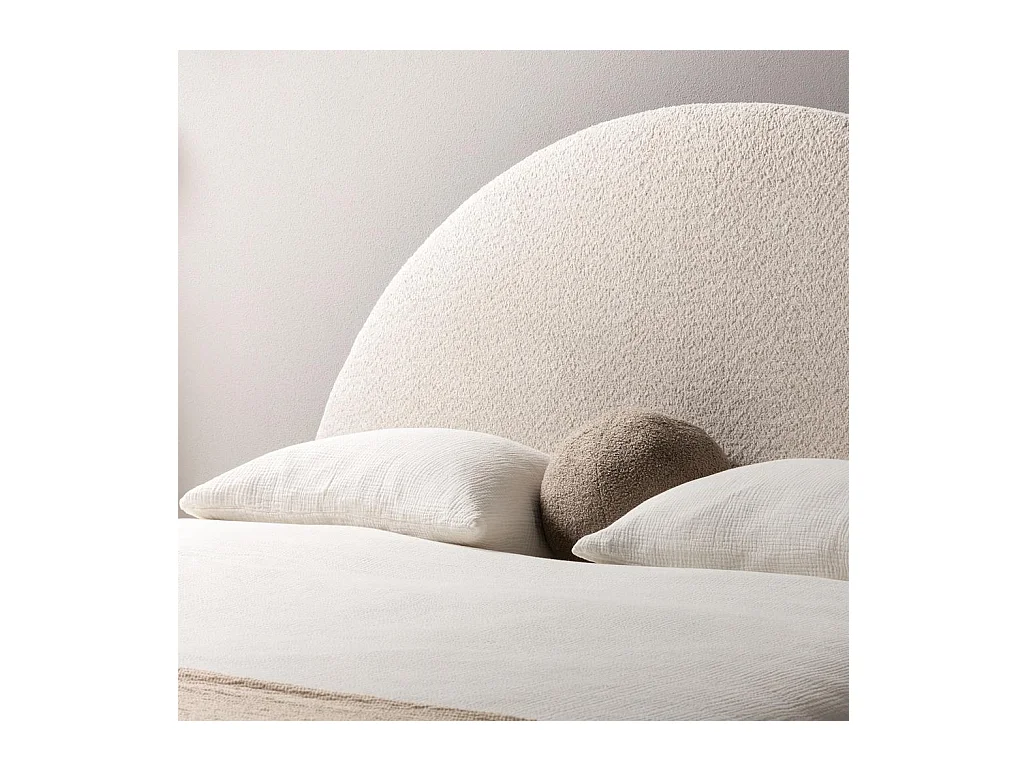 Lit tapissé 160x200 cm beige Mimiq