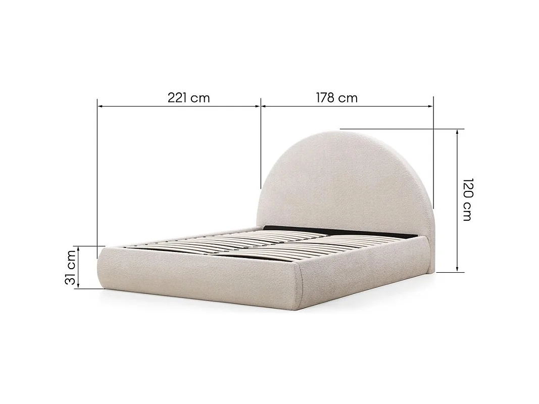 Lit tapissé 160x200 cm beige Mimiq