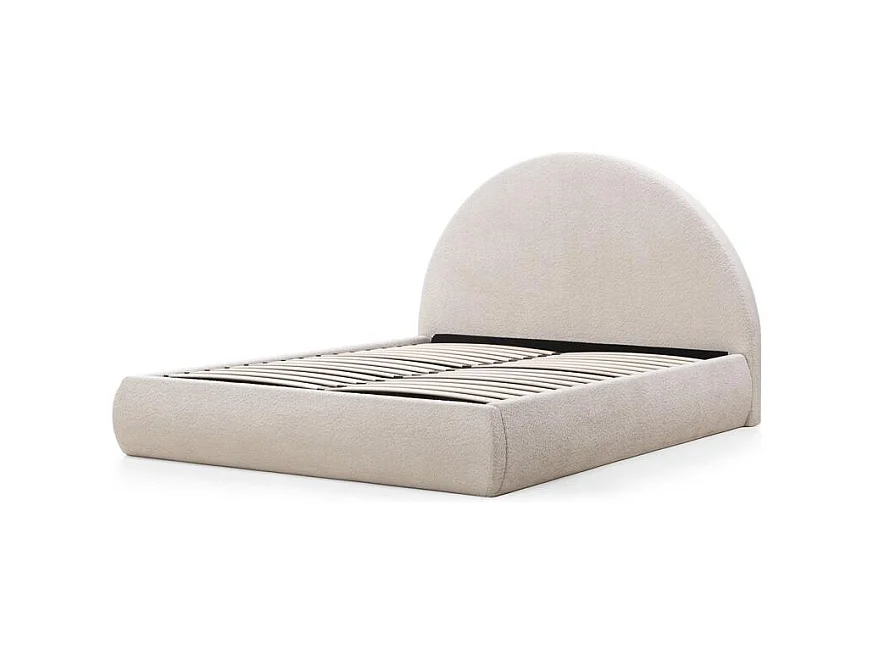 Lit tapissé 160x200 cm beige Mimiq