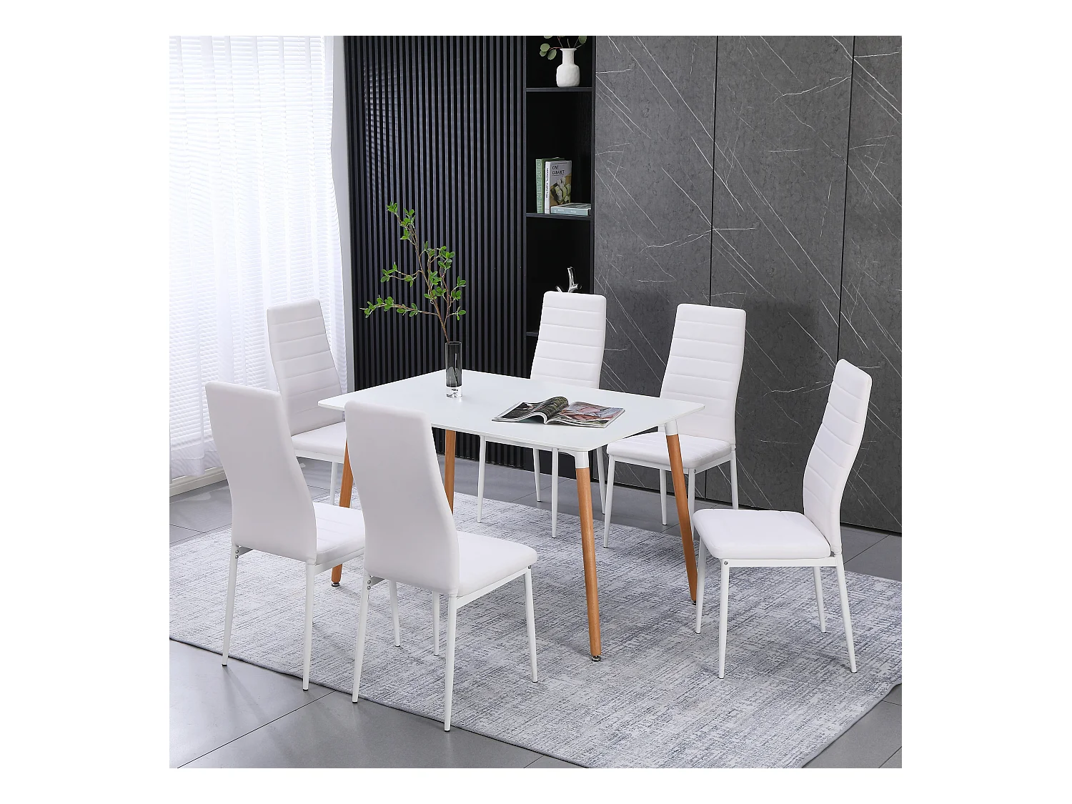 Ensemble de 6 chaises de salle à manger, chaise de bureau blanche