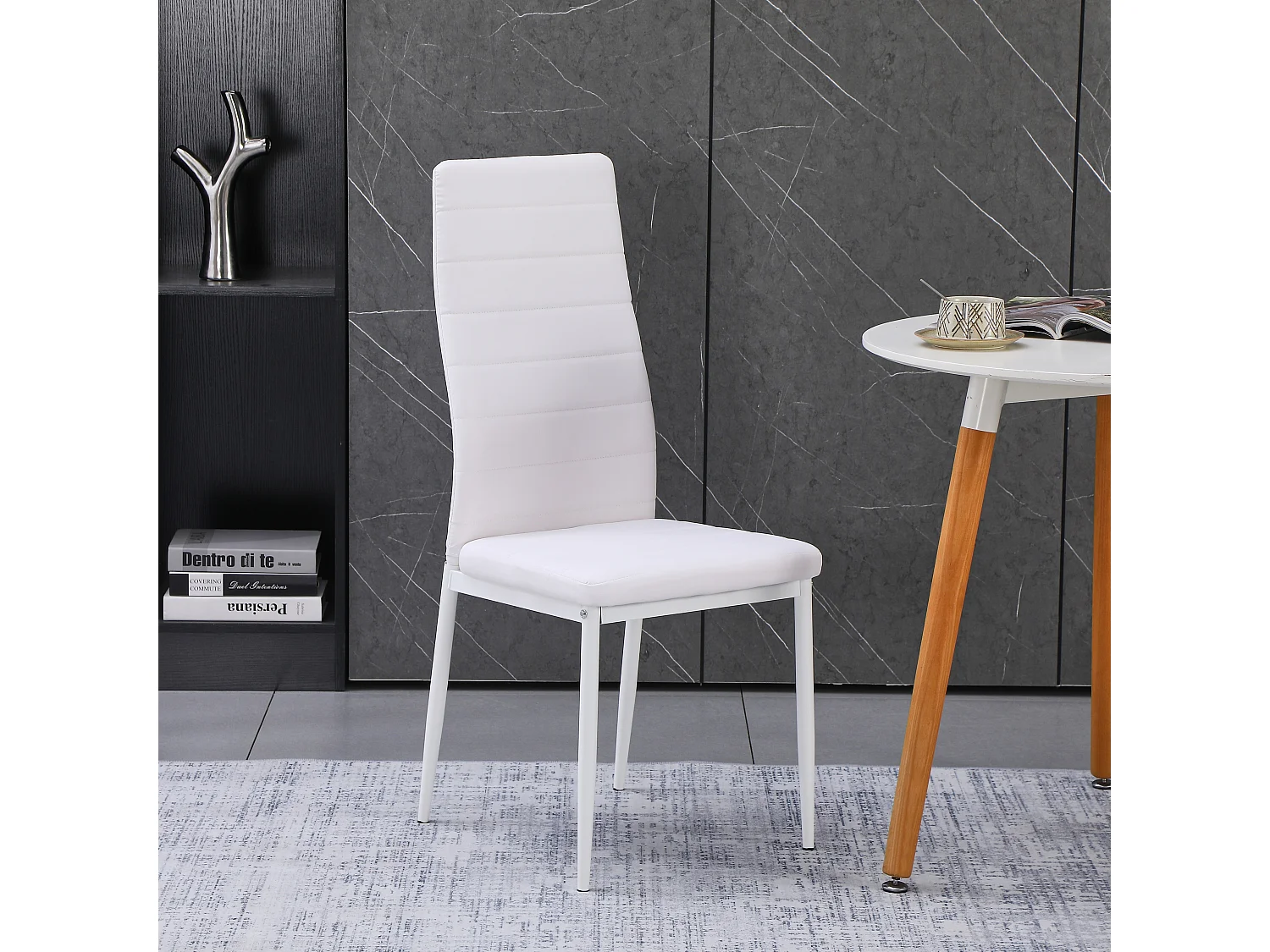 Ensemble de 6 chaises de salle à manger, chaise de bureau blanche