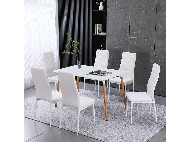 Ensemble de 6 chaises de salle à manger, chaise de bureau blanche