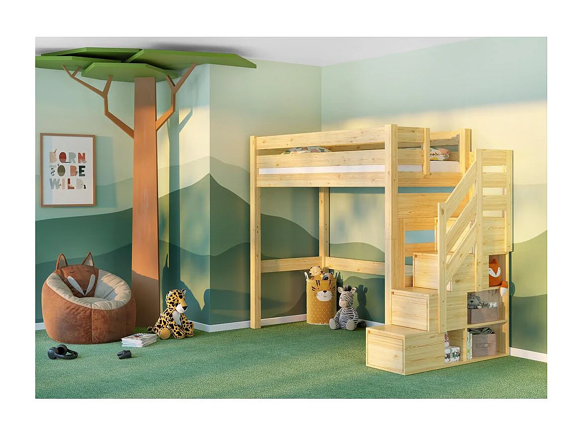 Łóżko piętrowe 2098x998x2000 mm Sosna