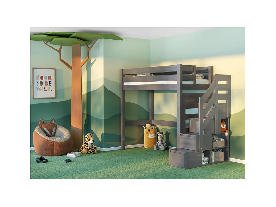 Etagenbett 2,098x0,998x2 m Grau Antresola