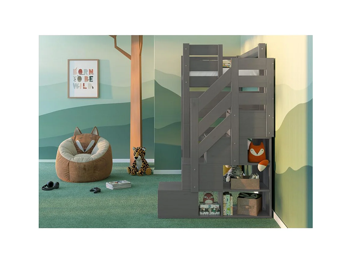 Etagenbett 2,098x0,998x2 m Grau Antresola