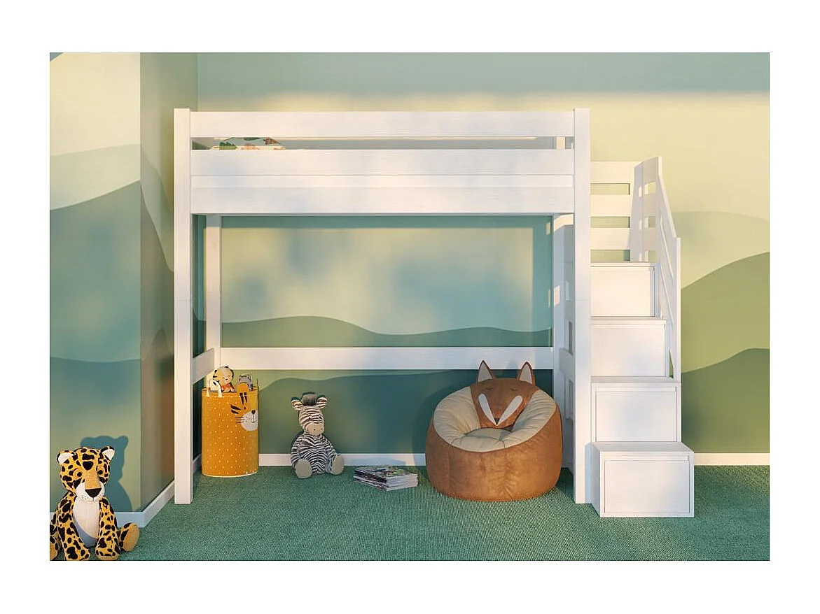 Lit superposé 2.098x0.998x2 m blanc Antresola