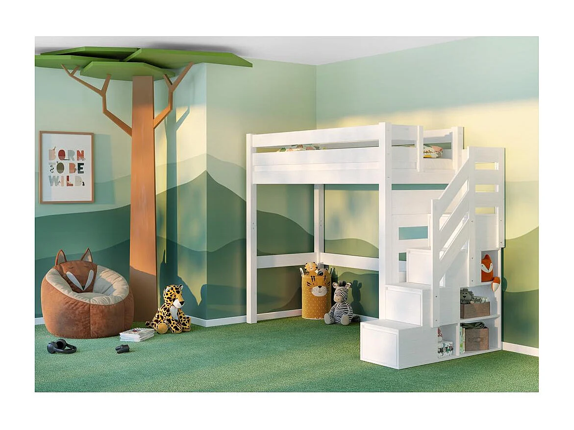 Lit superposé 2.098x0.998x2 m blanc Antresola