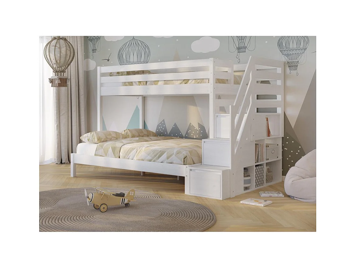 Etagenbett 2,076x1,456x1,59 m Weiß Trio