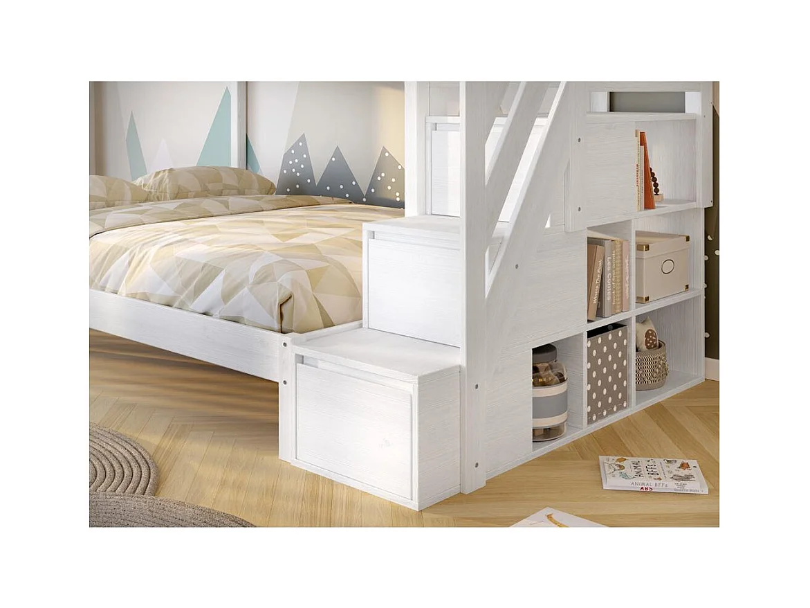 Etagenbett 2,076x1,456x1,59 m Weiß Trio