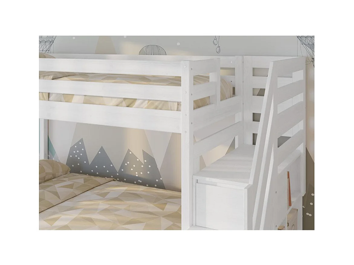 Etagenbett 2,076x1,456x1,59 m Weiß Trio