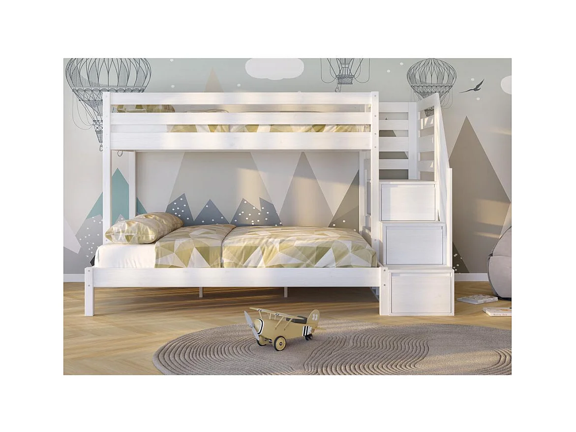 Etagenbett 2,076x1,456x1,59 m Weiß Trio