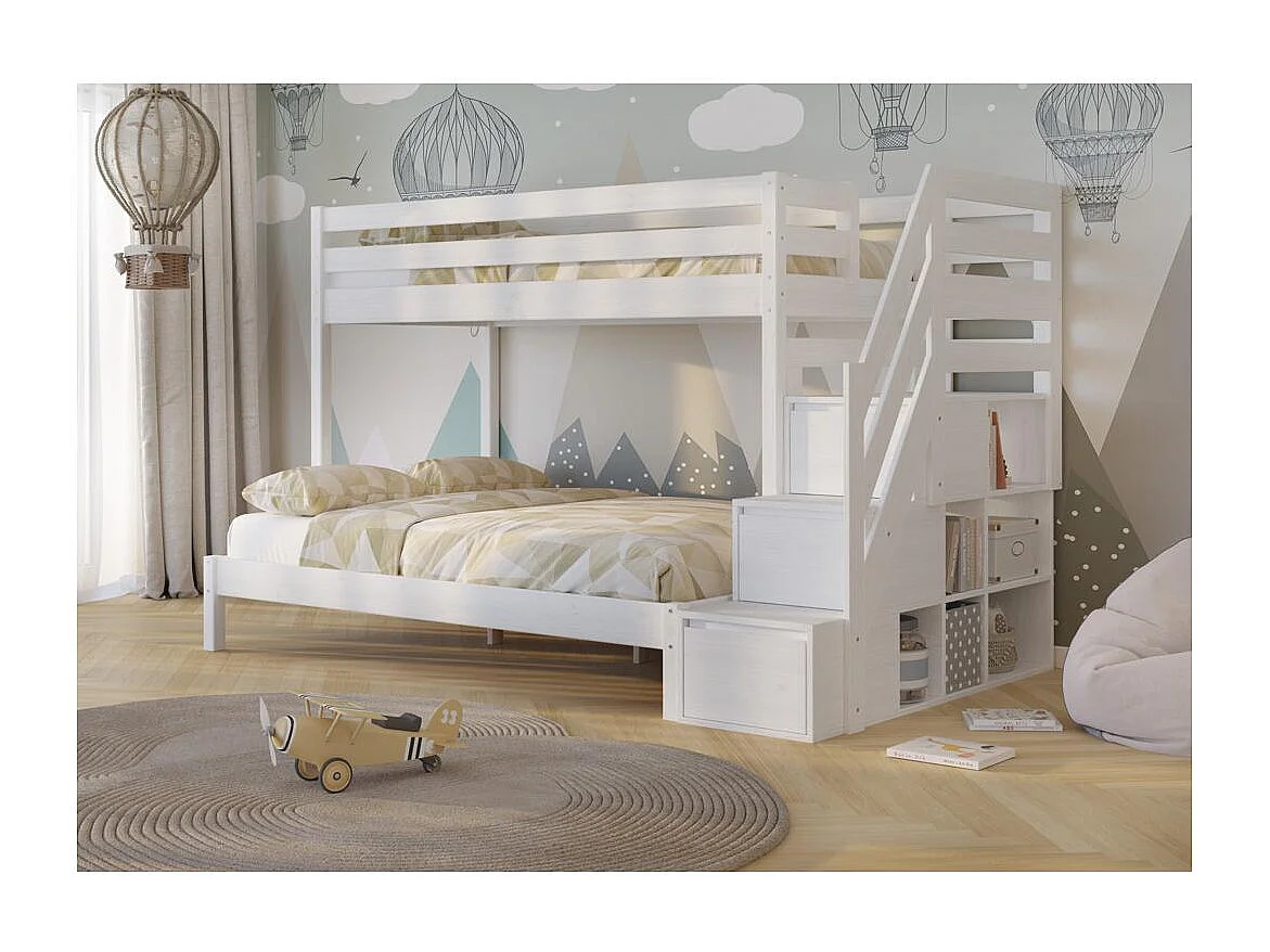 Cama beliche 2.076x1.456x1.59 m Branco trio