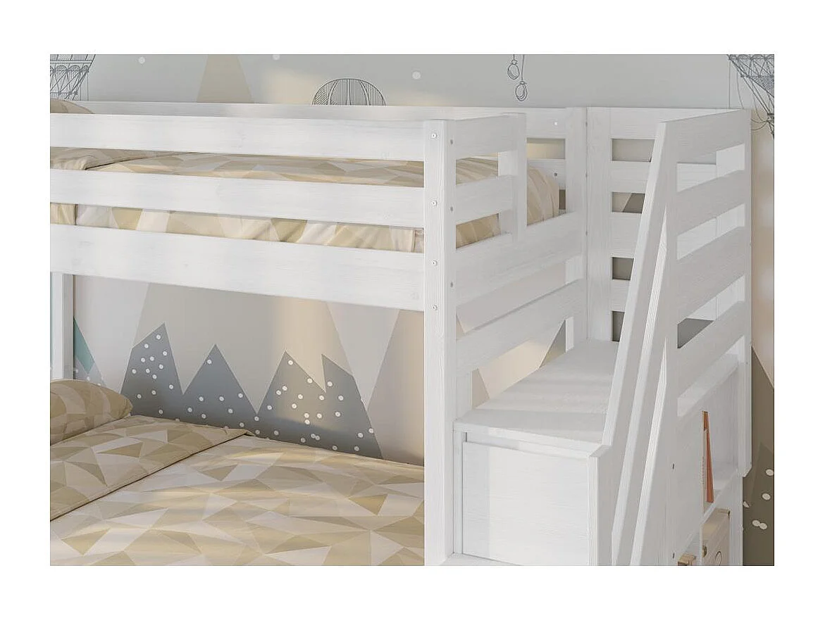 Cama beliche 2.076x1.456x1.59 m Branco trio