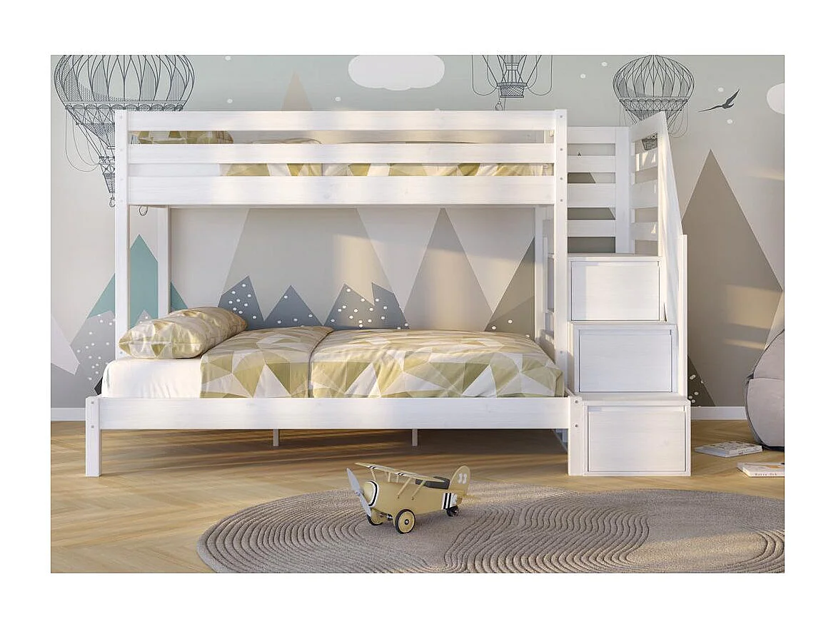 Cama beliche 2.076x1.456x1.59 m Branco trio