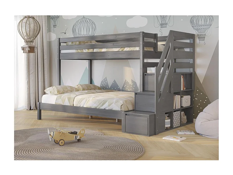 Etagenbett 2076x1456x159 cm Grau Trio