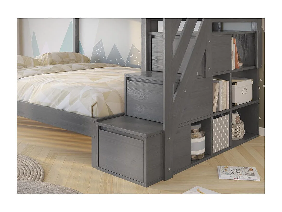 Łóżko piętrowe 2076x1456x159 cm Szare trio