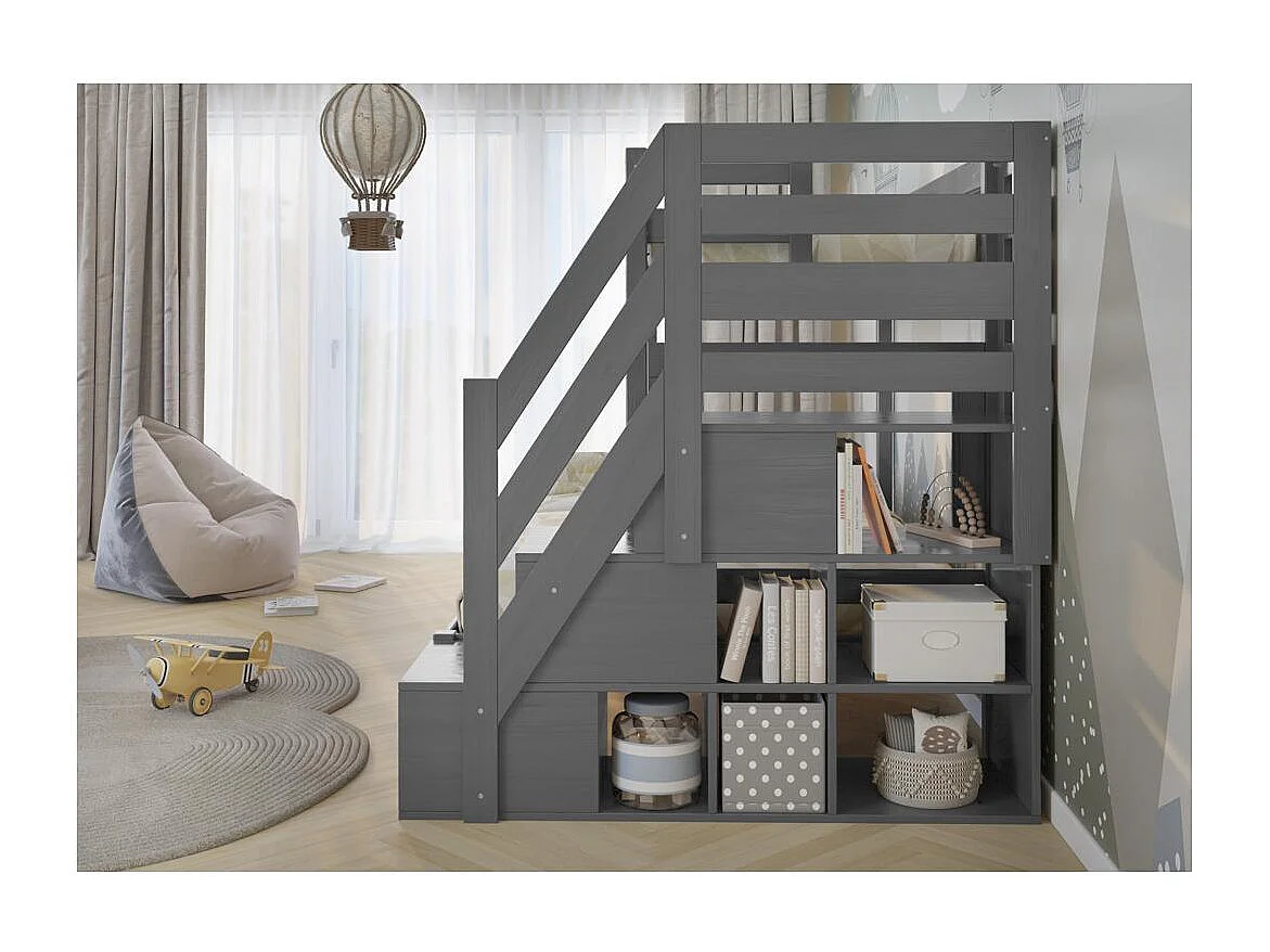 Łóżko piętrowe 2076x1456x159 cm Szare trio