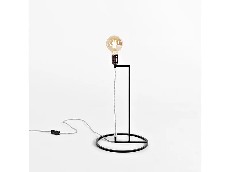 Lámpara de pie 0,31x0,31x1,65 m negra base trenzada