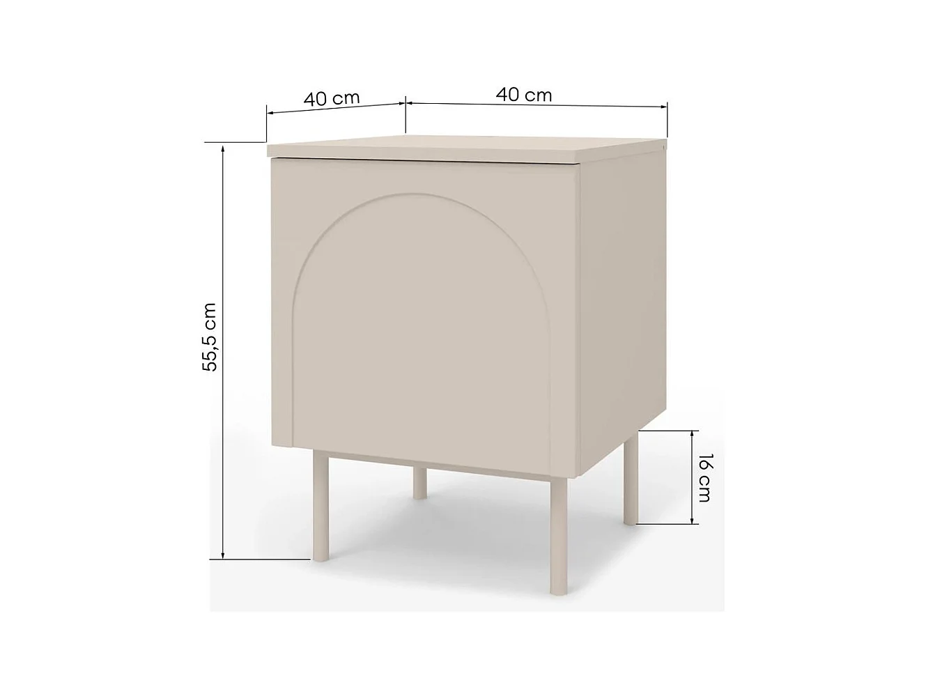 Nachttisch 40x40x55,5 cm Cashmere Ästhetik