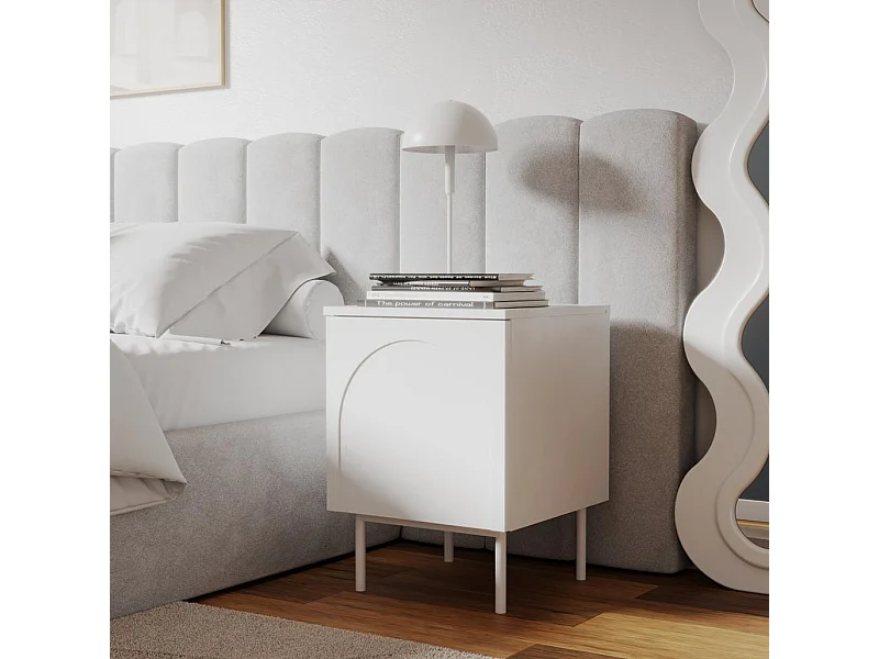 Mesita de noche 40x40x55,5 cm Blanco roto Estético