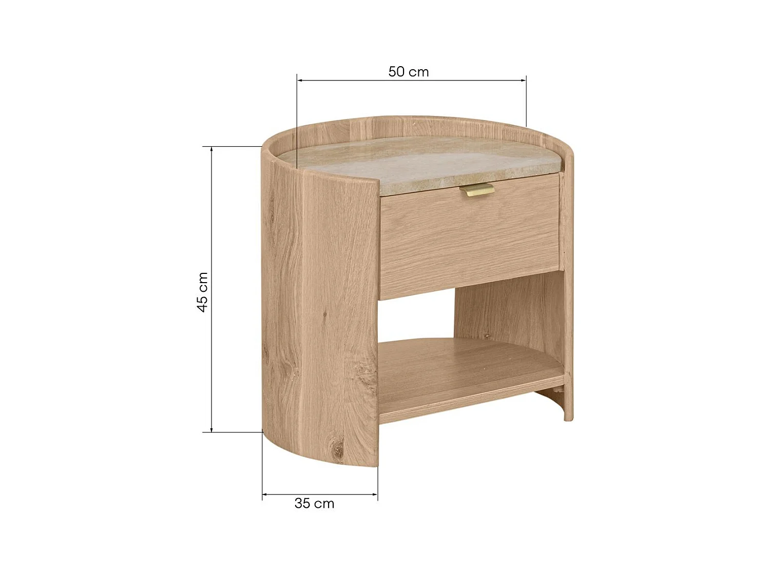 Nachttisch 45x50x35 cm Eiche Murmure