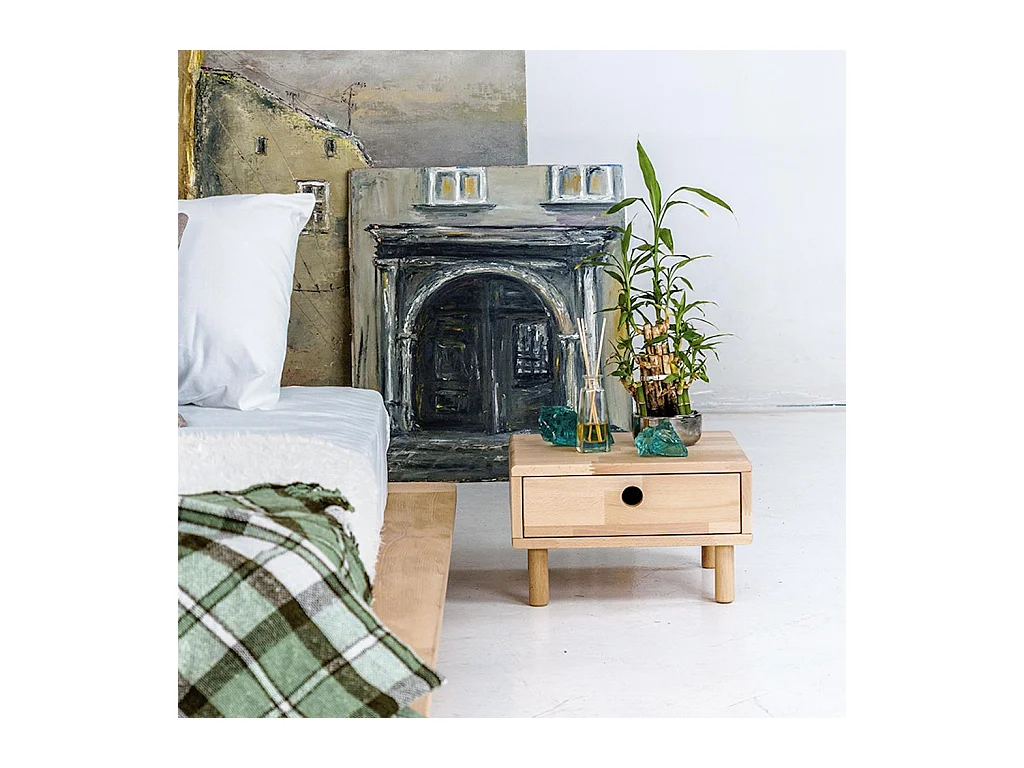 Nachttisch 0,4x0,4x0,24 m unbehandelte Kiefer