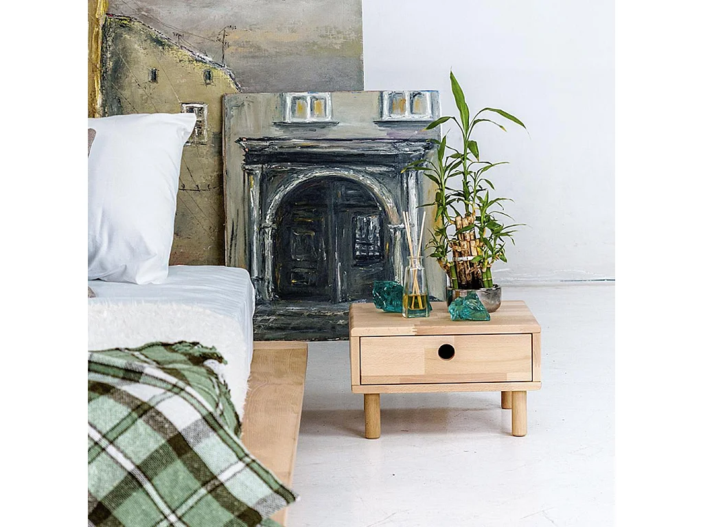 Nachtkastje 0,4x0,4x0,24 m onbehandelde dennenhout