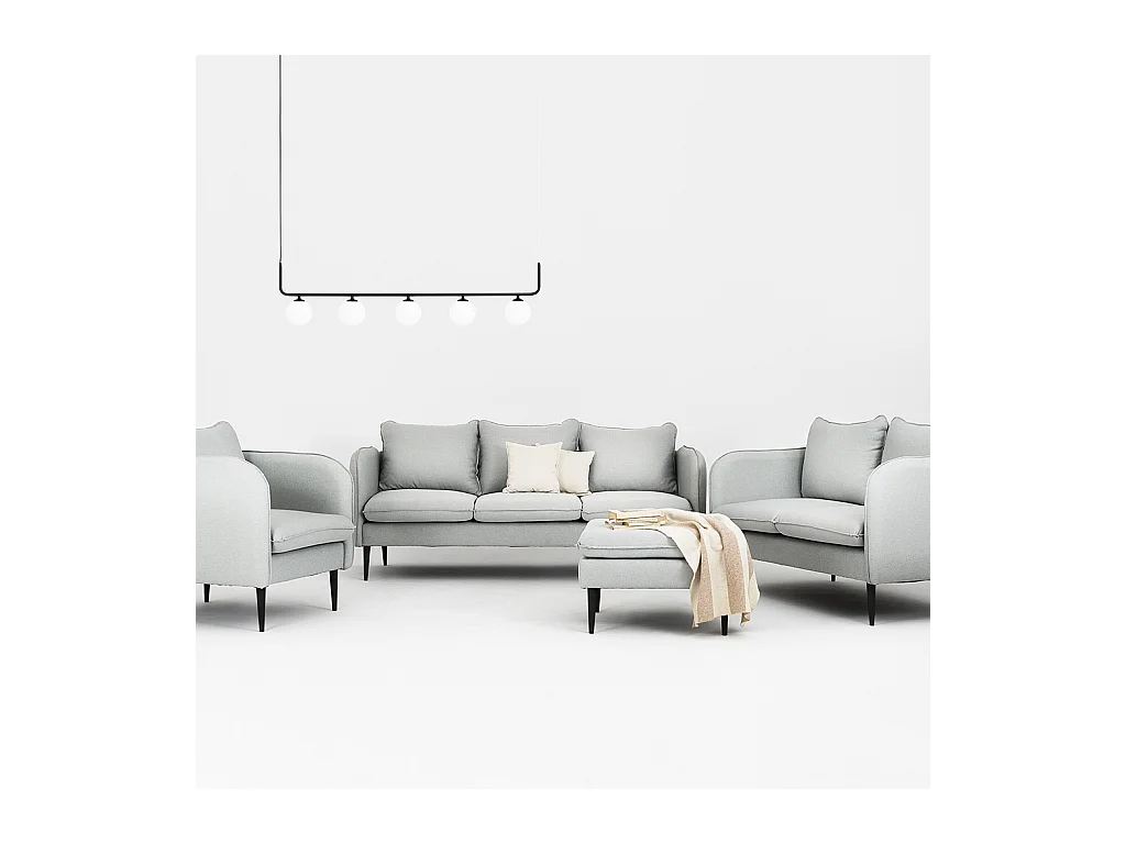 Bank 89x145x90 cm Platina Grijs Posh Zwart