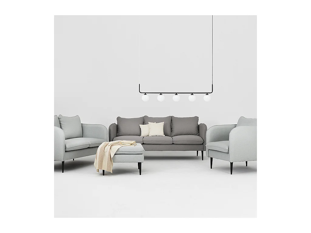 Sofa 0,89x2,05x0,9 m schwarz POSH BLACK 3-Sitzer