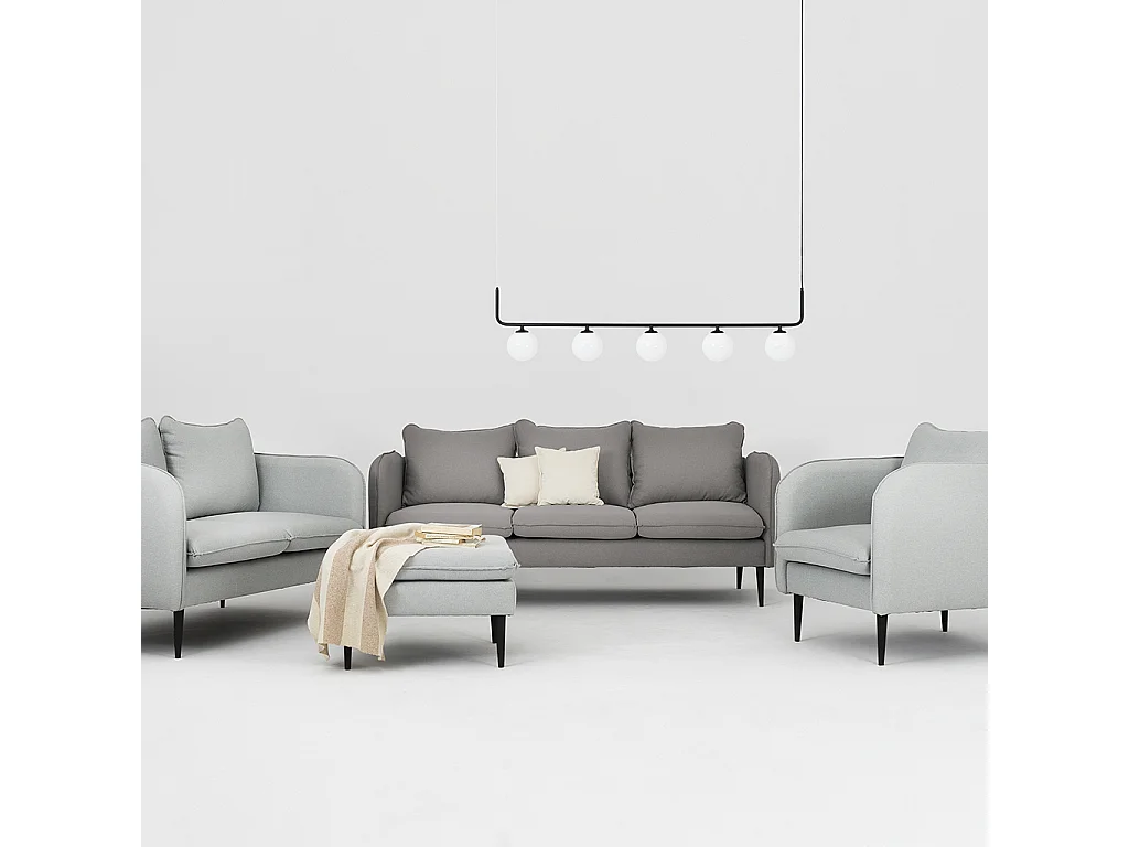 Bank 0,89x2,05x0,9 m zwart POSH BLACK 3-zits