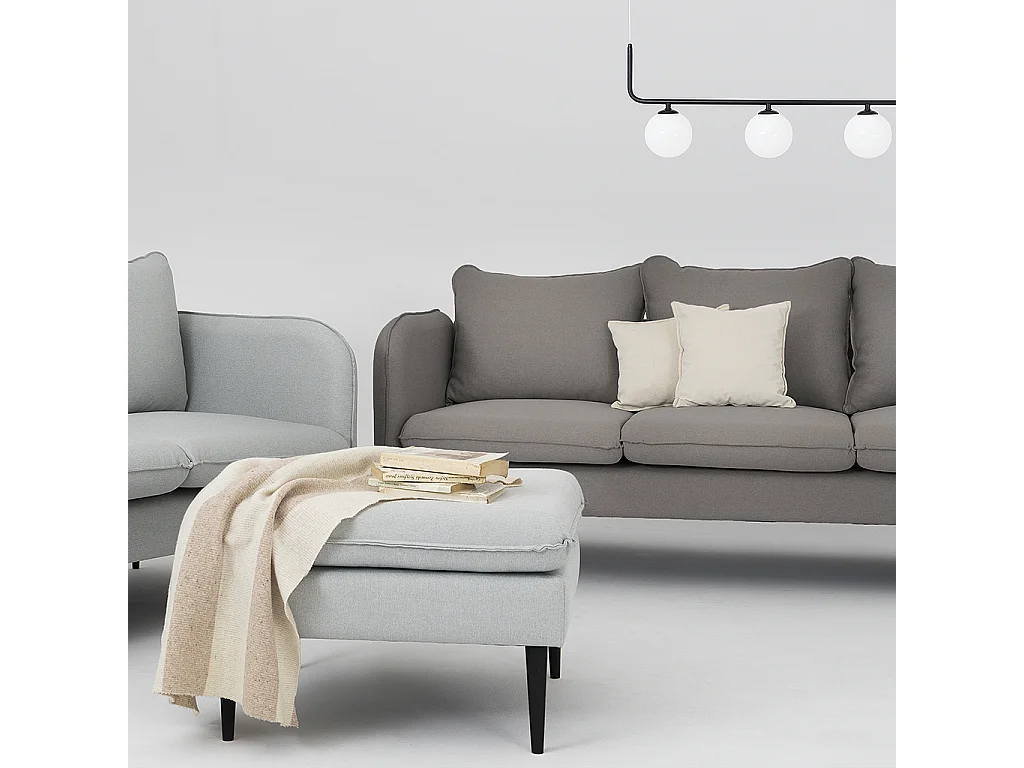 Bank 0,89x2,05x0,9 m zwart POSH BLACK 3-zits