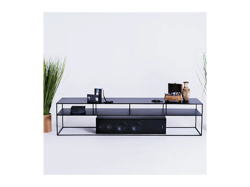 Mesa 200x45x45 cm preta TENSIO 2 metal de chão