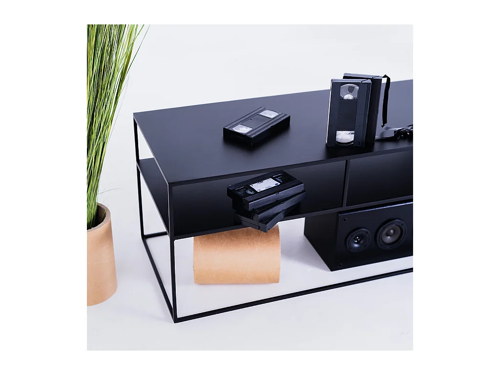 Mesa 200x45x45 cm preta TENSIO 2 metal de chão