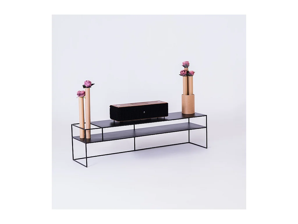 Mesa 170x45x45 cm preta senso flower em metal